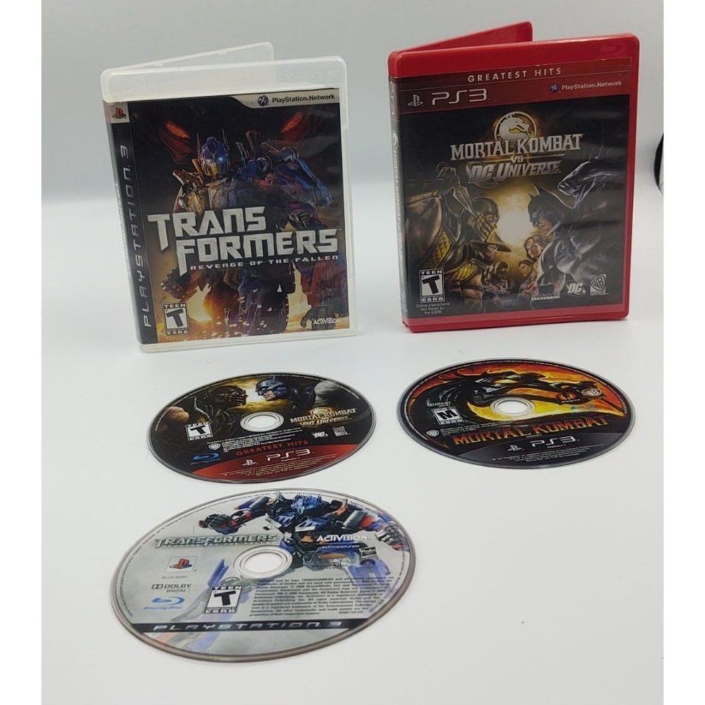 Playstation 3 Game Lot of (3) Games Transformers Mortal Combat Vs DC Universe Gr